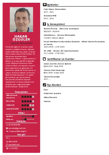 Yazılım Mühendisi Cv Örnekleri cv indir